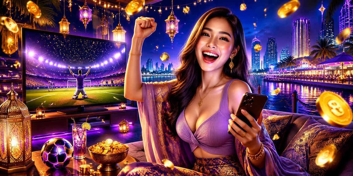 Suasana neon malam hari menggambarkan dunia taruhan online modern yang penuh cahaya