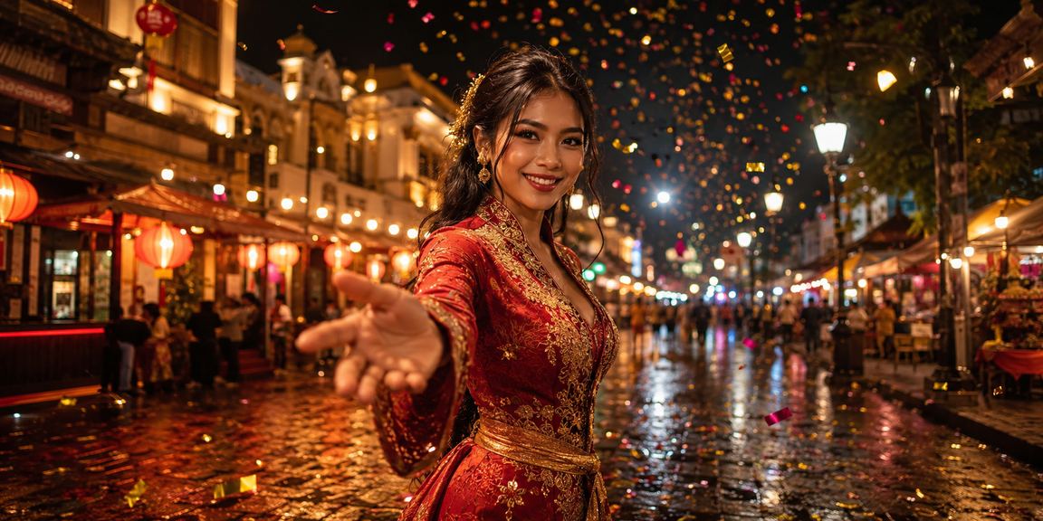 Suasana malam pasar ramai Vietnam menggambarkan aktivitas hiburan yang terus berlanjut